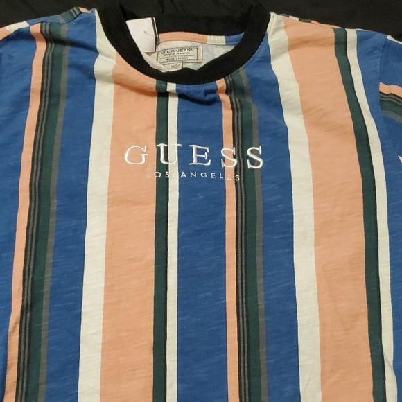 Guess Blue and Pink Striped Tee - Picture 3 of 5